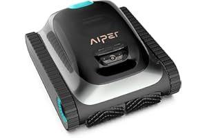 AIPER Robot de Piscine sans Fil, Robot Aspirateur Piscine Fond et Parois, WavePath Navigation 2.0, Nettoyage Périodique, 150 Minutes de Fonctionnement, pour Les Piscines Enterrées Jusqu'à 150㎡ (Gris)