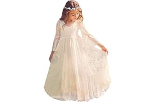 CQDY Vestido Blanco de niña de Las Flores Vestido Blanco de niña para el Bautizo de Bodas de la Fiesta de Desfile