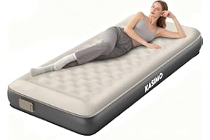 KASIMO Single Inflatable Mattress, TPU Airbed with Built-in Battery Removable Pump, Self inflating Blow up Bed with Pillow, Strong Support All Night,No Lost Air for Home Guests Camping(190x90x22cm)