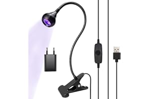 SHUWOSMART Lampe UV Ongles Gel Pose Americaine 5W USB Lampe Ongle Lampe UV Sèche Clipsable Lampe de Polymérisation de Colle pour Gel (Adaptateur Inclus)