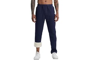AISPRTS Pantalon Jogging Homme, Pantalon de Survetement Doublé en Polaire Pantalon Homme Hiver à Taille Élastique et Cordon de Serrage avec 2 Poches Zippées