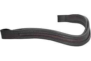 SIE EQUESTRIAN SIE Empty Channel Leather Horse Browbands U Shape (Cob (15''), Havana)