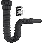 Hibbent Sifon Washbasin, Universal 1-1/4" or 1-1/2" (&asymp;40 &amp; 45 mm), Flexible Toilet Siphon Sink with Embedded Steel Wire, and