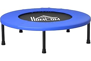 HOMCOM Mini Trampoline de Fitness, Ø 81 cm, Trampoline d'exercice avec Pieds antidérapants, capacité de 100 kg, Usage intérieur/extérieur, pour Gymnastique, entraînement, Bleu et Noir