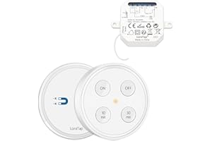 LoraTap Kit Interrupteur Sans Fil, Avec Minuterie 10min 30min, Va et Vient Parallèle, Récepteur 2500W, Emetteur Radio 868Mhz, Commutateur Mural Pour Eclairage VMC
