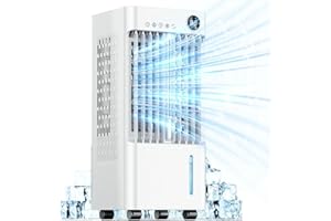 TUKIMA Klimaanlage mobil Luftkühle- Klimagerät mit Wasserkühlung 70W Klimaanlage Ventilator Verdunstungskühler 24h Timer 3 Modi 120° Oszillierend Mit Fernbedienung 2 Kühlakku