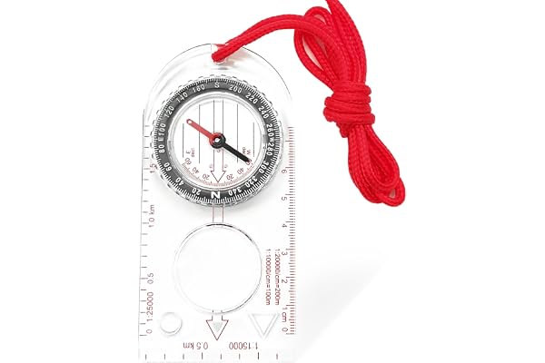 Boussole de Navigation, Transparente Compas d'Orientation avec Déclinaison Réglable pour Randonnée Camping, Sport de Plein air