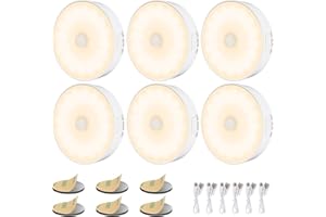 ‎ELECTIGHT 14 LED Nachtlicht mit Bewegungsmelder, 6 Pack Wiederaufladbar Nachtlampe mit USB-Kabeln, Auto/ON/Off, Stick Anywhere wie Treppe, Kinderzimmer, Schlafzimmer, Küche, Flur, Toilette - 3000K Warmweiß