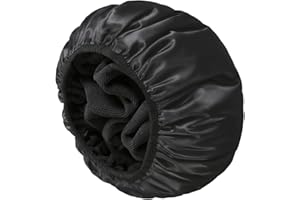 E ENASUE Wiederverwendbare 3-lagige Duschhaube,Extra-große wasserdichte Duschhaube, geeignet für alle Arten von langem Haar,Verstellbare Damen-Duschhaube, ideal für Mädchen (Schwarz)