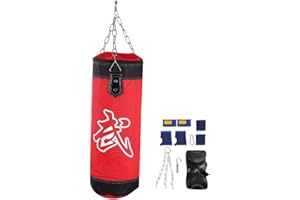 VGEBY1 Juego de Saco de Boxeo, 7 + 1 Saco Boxeo Adulto Punching Bag Largos con Gancho Bacío & Guantes para Entrenamiento Gimnasio en Casa