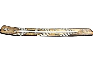 STORE INDYA Handmade Wooden Incense Holder Burner with White Hand Painted Pattern/Ash Catcher for Incense and Joss Sticks/Great Gift for Any Occasion - Size 10x1.5 inch