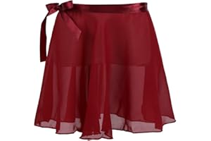 YOOJIA Kids Girls Basic Chiffon Ballet Dance Wrap Around Skirt Gymnastics Skate Leotards Tutu Skirt with Adjustable waist tie