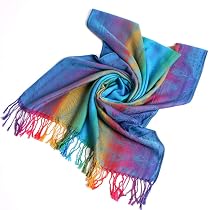 Lazzboy Damen Schal Mit Quasten & Folk Print - Viereckiger Wickelschal Für Reisen & Alltag
