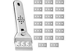 Orssmigs Ceranfeldschaber Edelstahl mit 20 Ersatzklingen, Schaber Ceranfeld Kratzer, Glasschaber Ceranfeld, Herdschaber, Kochfeldschaber für Küche, Reinigung Von Backofen, Induktionskochfeld