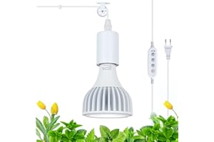 STEPEAK Lámpara para plantas LED Full Spectrum, Rayofly Plant Light con temporizador y polea, 20W LED Grow Light, Lámpara para plantas de interior, Lámpara de cultivo para plantas flores verduras frutas, E27
