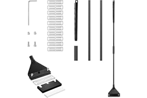 flintronic algskrapa, akvarieskrapa, 62 cm akvarier rengöringsverktyg | med avtagbar stång och 11 st blad av rostfritt stål för glas fiskbassäng, för enkel rengöring tung