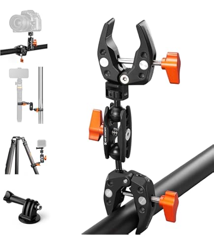 YUM Pince à Double Tête Sphérique Bras Magique Avec Double Rotule, Vis 1/4", Support De Moniteur