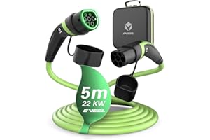 ‎EVEEL EVEEL Typ 2 Ladekabel 22kW 5M grün| Ladekabel Elektroauto Typ 2 32A 3 Phasig | Ladekabel Auto Typ 2 auf Typ 2 | kompatibel mit Model 3/S/X/Y, ZOE, e-tron, Twingo, EQ, Ariya