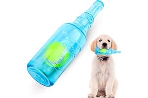 EPODA Jouet pour Chien en Bouteille de Caoutchouc, Jouets Interactif à Qui Couinement pour Chiot, Résistant à la Morsure Jouet pour Les dent pour Jeux Petits et Moyens Chiens (Bleu)