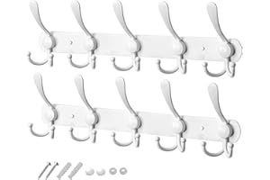 GlazieVault White Coat Hooks for Wall - Stainless Steel Coat Racks (2 Pack) - Heavy Duty Coat Hook Wall Mounted - Premium Design Rust Free Coat Hanger for Clothes