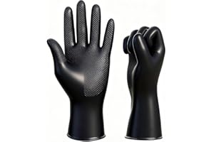 ANGYANG 2Pcs Hair Dye Gloves, Black Reusable Rubber Gloves, Professional Hair Coloring Accessories for Hair Salon Hair Dyeing(Size:L)