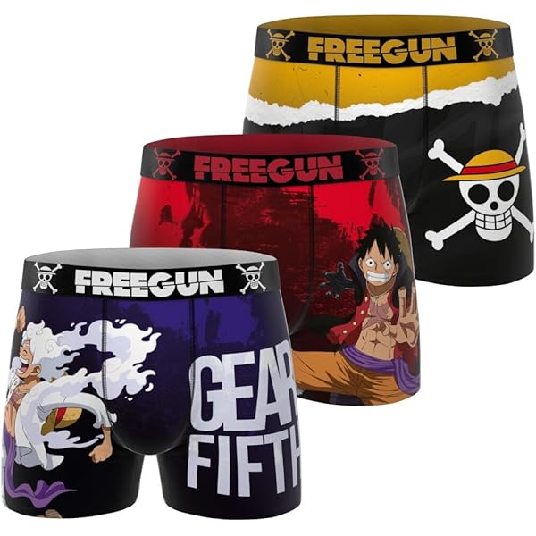 FREEGUN Boxer Uomo One Piece - Team Luffy OP4 - Licenza Ufficiale - Taglia M