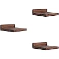 PHOENANCEE Wooden Square Floating Shelves, Compact Style Mini Wall Shelf for Small Objects, Hanging Wall Shelf Decoration for Bedroom, Living Room, Set of 3, 127x10x4cm(Walnut)