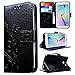 Produktbild SMART LEGEND Samsung Galaxy S6 Edge Hülle Lederhülle Schmetterling Weinstock Premium Schutzhülle Wallet Case Schwarz Muster Design Etui Brieftasche Ledertasche mit Handschlaufe Neu Zubehör im Bookstyle Cover Schale mit Ständer Standfunktion Etui Karten Slot Kartenfach und Magnetverschluss Flip Case