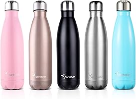 Sportneer® Bottiglia Acqua in Acciaio Inox, Portatile Borraccia Termica 500ml/750ml, Doppia Parete in Acciaio Inox...