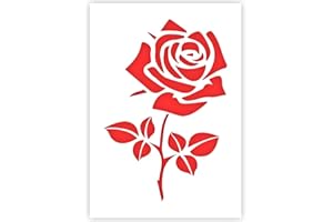 QBIX Stencil di rose - Stencil di fiori - Ramo di fiori - Formato A5 - Stencil riutilizzabile per bambini fai-da-te adatto per pittura, cottura, artigianato, parete, mobili