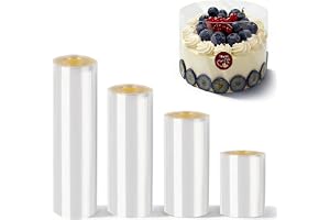 winbest 4 rullar tårtkantfolie återanvändbar 6/8/10/15 cm hög x 10 m tårtring plast tårta folie transparent acetat folie för tårtdekoration tårta choklad mousse