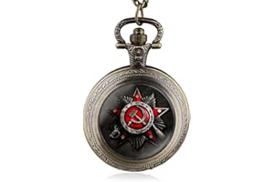 FENKOO Schöne Taschenuhr Russische Flagge Symbol Quarz Taschenuhr