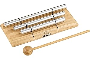 Nino Percussion Energy Chimes Instrument – 3 Tubes Sonores – avec Mailloche – Idée Cadeau pour Enfants à partir de 3 ans – Bois et Aluminium, Naturel (NINO580)