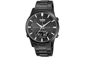 Casio męski zegarek na rękę, solarny i radiowy, szkło szafirowe, masywna obudowa ze stali nierdzewnej i bransoletka