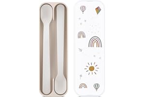 Mepal, Łyżka do Karmienia Niemowląt Mio, z Długim Uchwytem, Nadaje się do Mycia w Zmywarce i bez BPA, Naczynia dla Niemowląt, Zestaw 2 szt., Sunshine & Rainbow