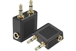 eppfun 2 Pezzi, Fly02 Adattatore Aereo per Cuffie, per Cuffie Universale Adattatore Aereo per Cuffie 3,5mm (Confezione da 2)