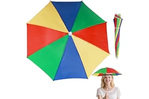 DIELIANHUA Chapeau Parapluie, Parapluie de Tete Pliable pour Adultes et Enfants, Chapeau de Parapluie avec Bande Élastique, Casquette de Parasol Arc-en-Ciel pour Festival Plage Camping Pêche Randonnée