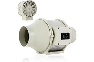 FanGoFast Smoke Extractor Duct Fan 100mm Inline Duct Fan Exhaust Fan Inline Fan 230V Quiet for Bathroom, Office, Grow Rooms (White, 100mm)