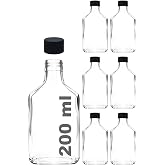 Afracam 200 cc Kapaklı Cold Brew Şişesi 200 ml Yassı Soğuk Kahve Cam Şişe 6 Adet (Siyah (Plastik))