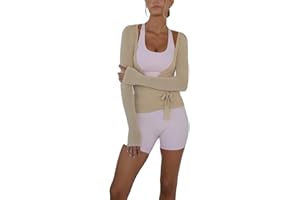 FELCIA Frauen Y2k Ballett Wrap Top Langarm Tiefer V-Ausschnitt Slim Fit Yoga Pilates Ballet Workout Tops Frühling Kleidung