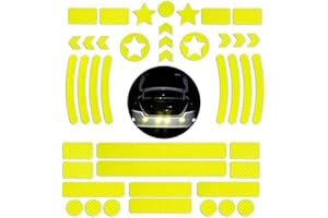 COSSWE 42Pcs Reflective Stickers,Self Adhesive Reflective Decal Stickers Bicycle Safety Warning Reflective Strip Tape Waterproof Fluorescent Reflective Tape for Motorcycle,Cars,Stroller,Helmet,Scooter