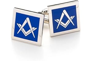 The Masonic Collection - Square & Compass Modern Cufflinks for Men - Silver Plated - T Bar Fitting - Comes in Cufflink Box/Velvet Pouch - Quality Freemason Gifts for Men