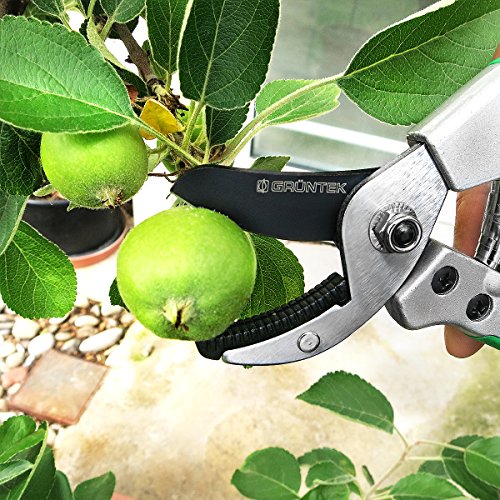 GRÜNTEK Amboss Gartenschere TUKANE 195mm, Klinge aus japanischem SK5 Stahl, Baumschere mit SOFT-TOUCH-Griffe - 6