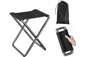 BTIUGYI Sgabello da Campeggio Sgabello Pieghevole Portatile 30CM, Sedile Pieghevole e Leggero Sgabello, Sedia Pieghevole Portatile per Adulti per Viaggi Escursionismo Giardino Pesca Barbecue Spiaggia (Nero)