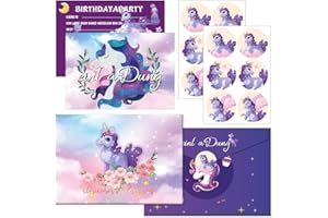 BSNRDX Unicorn Party Invitations Cards 24 pcs Unicorn Invites & Envelopes Unicorn Birthday Unicorn Party Invites & Envelopes for Children Theme Party Invites