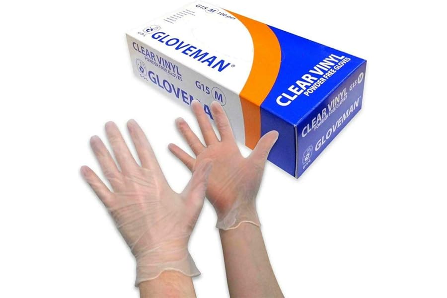 Gloveman Clear Vinyl Gloves (Box of 100) (Medium)