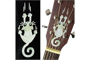 INLAYSTICKERS Inlay Sticker für Gitarren, Bass & Ukulelen - Ripping Slipping Cat - Weiß Perle