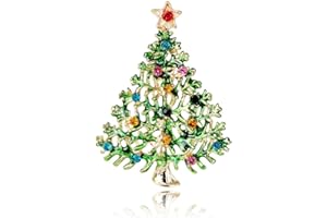 IMINI Delicato Albero di Natale Spilla Strass Cristallo Colorato Stella Smalto Spille da Bavero Clip Maglione Giacche Distintivi Spille per Donne Ragazze Natale Festa Costume Accessori Regali