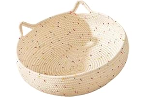 Nybhyjka Camas Tejidas para Gatos para Gatos de Interior,Cama Tejida para Gatos | Cama Redonda para Dormir para Mascotas | Cama Tipo Cesta para Gatos Transpirable, Camas para Perros con Cuerda de