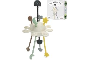 BOSMIK Juguetes Montessori 1 años - Juguetes Bebes 6-12 12-18 Meses - Juguetes niños 1 años sensoriales - Cordón de Silicona - Regalo Bebe 1 año (Beige)